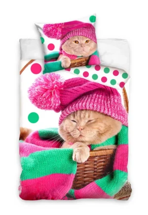Animal Pictures dekbedovertrek kitten 140 x 200 cm 70 x 90 cm - Roze - 140 x 200 cm - 100% katoen