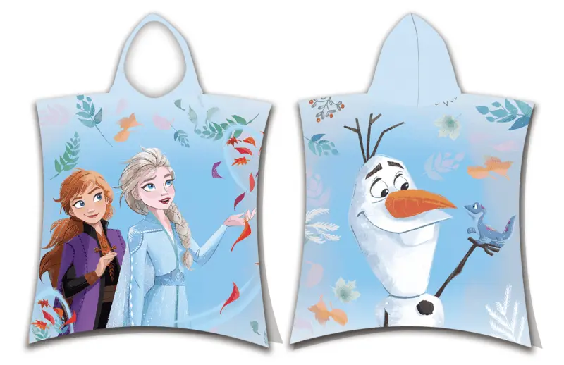 Frozen poncho 50 x 115 cm (blauw), vooraanzicht
