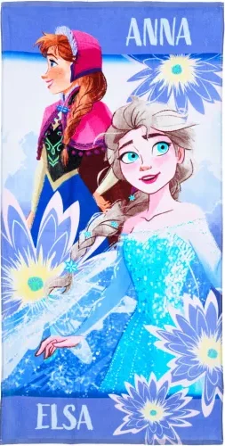 Disney Frozen strandlaken Anna & Elsa 70 x 140 cm - Multicolor - 70 x 140 cm - 100% katoen