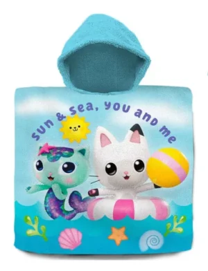 Gabby's Dollhouse poncho 60 x 120 cm - Blauw - 60 x 120 cm - 100% katoen