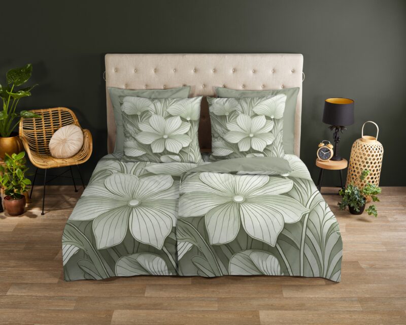"" overtrek van Good Morning, 135 x 200 cm, kussensloop 80 x 80 cm - Groen
