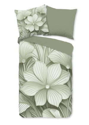 Good Morning dekbedovertrek "" - Groen - 135 x 200 cm - 100% katoen - kussensloop 80 x 80 cm