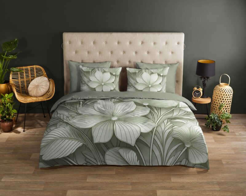 "" overtrek van Good Morning, 240 x 200/220 cm, kussensloop 60 x 70 cm - Groen