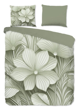 Good Morning dekbedovertrek "" - Groen - 240 x 200/220 cm - 100% katoen - kussensloop 60 x 70 cm