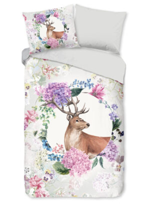 Good Morning dekbedovertrek Hert - Grijs - 140 x 200/220 cm - 100% katoen/flanel