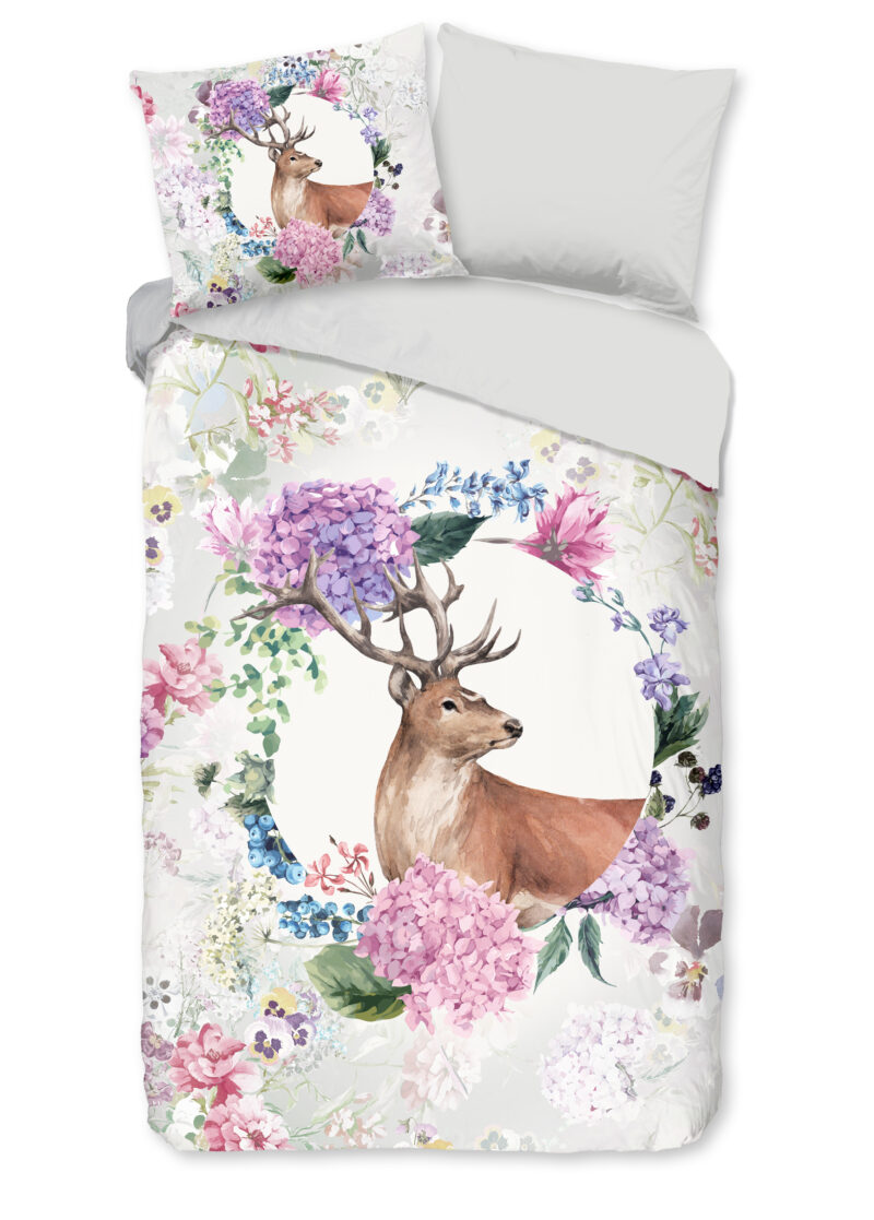 Good Morning dekbedovertrek Hert - Grijs - 140 x 200/220 cm - 100% katoen/flanel