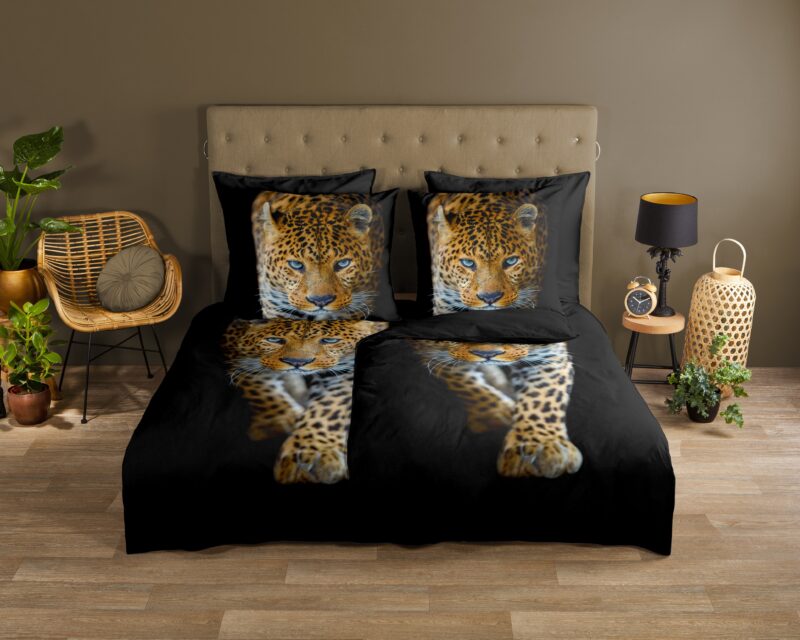Luipaard overtrek van Good Morning, 135 x 200 cm, kussensloop 80 x 80 cm