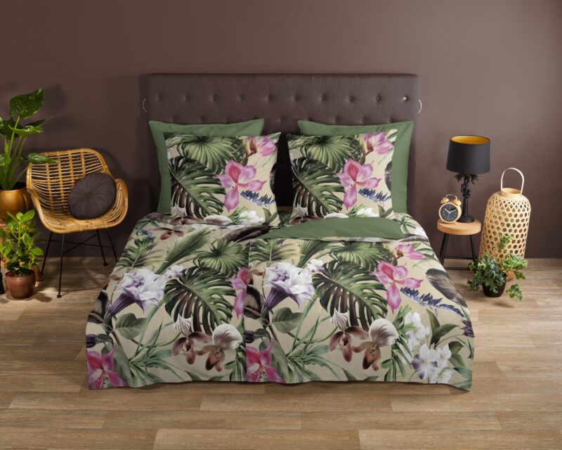 Bladeren overtrek van Good Morning, 200 x 200 cm, kussensloop 80 x 80 cm