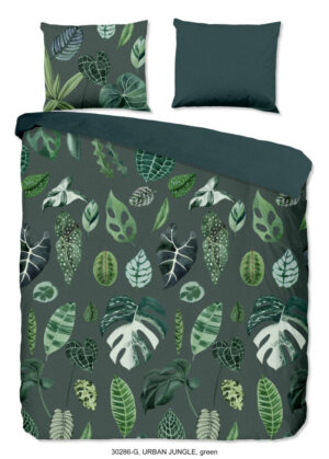 Good Morning dekbedovertrek bladeren - Groen - 240 x 200/220 cm - 100% katoen