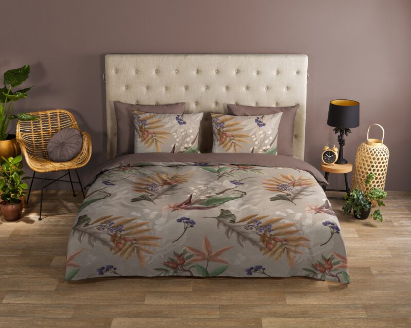Bladeren overtrek van Good Morning, 240 x 200/220 cm, kussensloop 60 x 70 cm - Multicolor