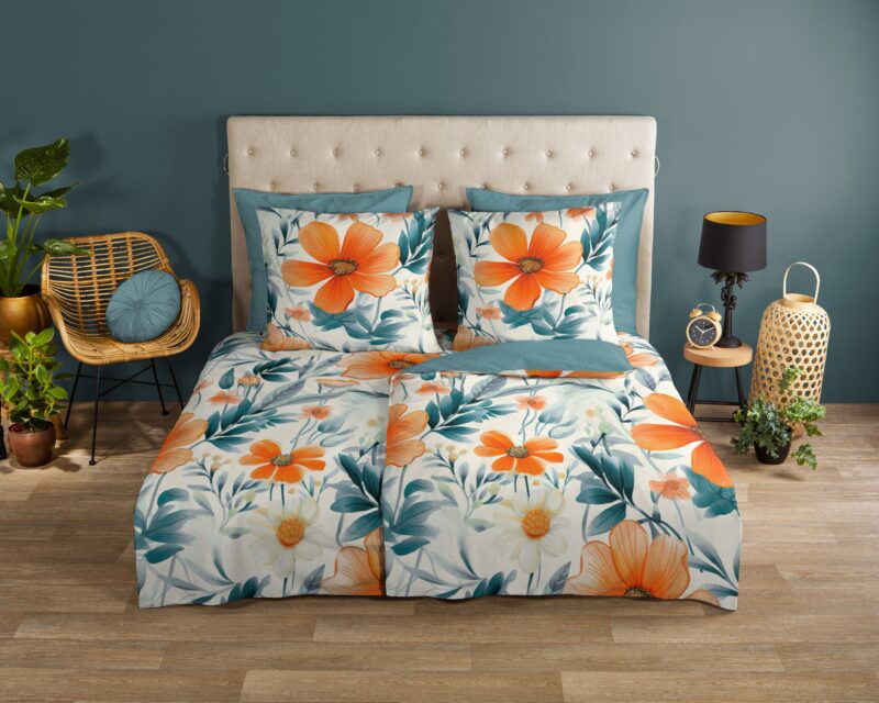 Multi - Bloemen overtrek van Good Morning, 135 x 200 cm, kussensloop 80 x 80 cm, vooraanzicht