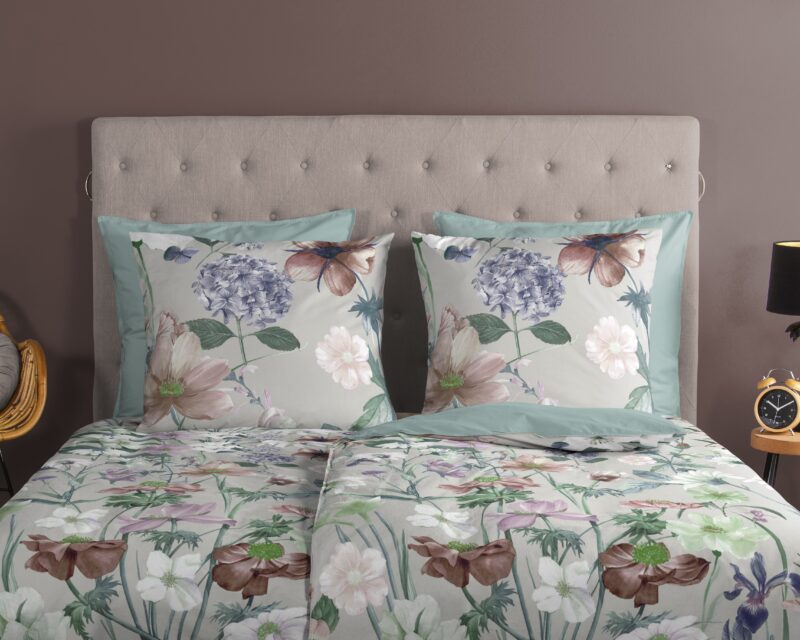 Multi - 100% katoen dekbedset bloemen van Good Morning in 135 x 200 cm, detail (2)