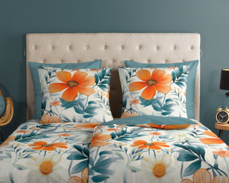 Multi - 100% katoen dekbedset bloemen van Good Morning in 135 x 200 cm, detail (3)