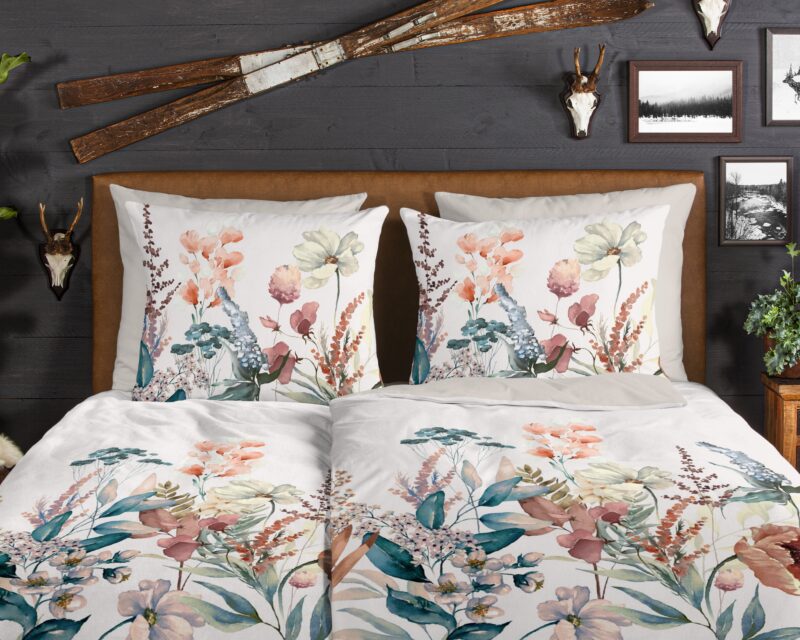 100% katoen/flanel dekbedset bloemen van Good Morning in 135 x 200 cm - kussensloop 80 x 80 cm