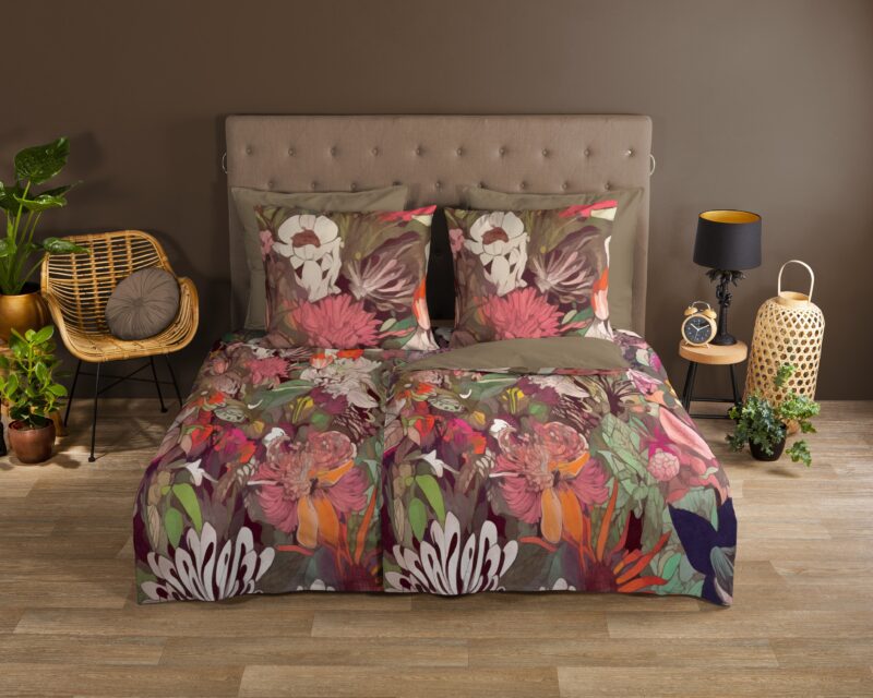 Bloemen overtrek van Good Morning, 200 x 200 cm, kussensloop 80 x 80 cm - kussensloop 80 x 80 cm