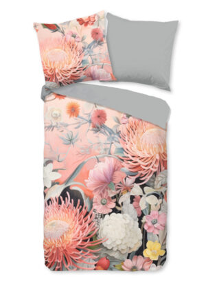 Good Morning dekbedovertrek bloemen - Roze - 135 x 200 cm - 100% katoen