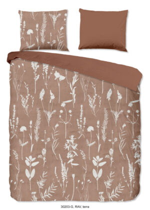 Good Morning dekbedovertrek bloemen - Terra - 240 x 200/220 cm - 100% katoen