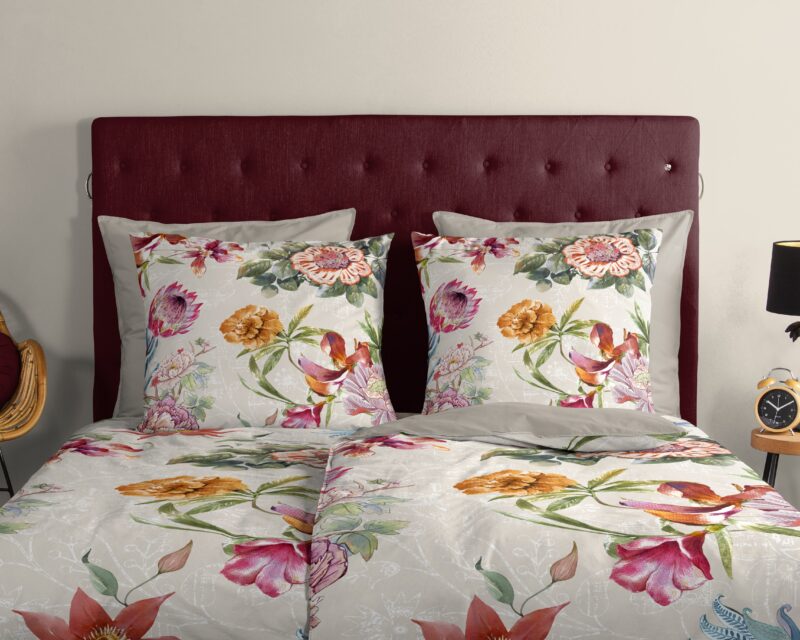 100% katoen dekbedset bloemen van Good Morning in 135 x 200 cm - Zand