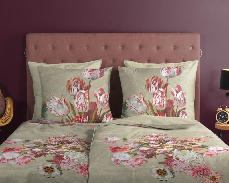 100% katoen dekbedset bloemen van Good Morning in 135 x 200 cm - kussensloop 80 x 80 cm