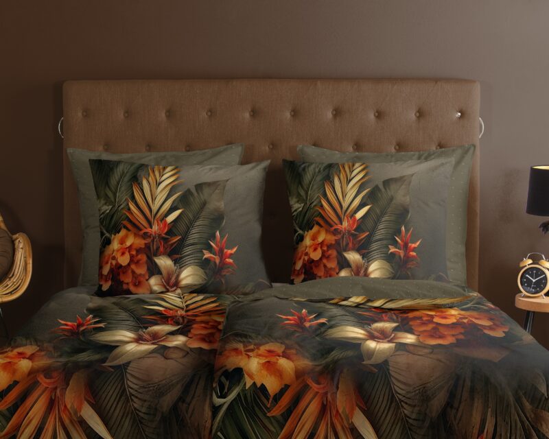100% katoen dekbedset bloemen en bladeren van Good Morning in 135 x 200 cm