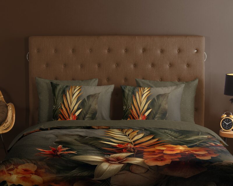 100% katoen dekbedset bloemen en bladeren van Good Morning in 155 x 220 cm