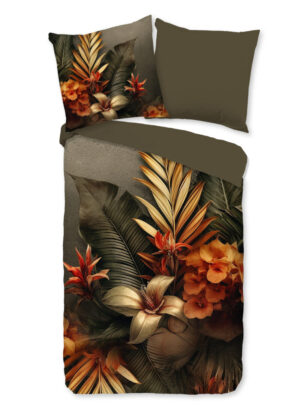 Good Morning dekbedovertrek bloemen en bladeren - Multicolor - 155 x 220 cm - 100% katoen