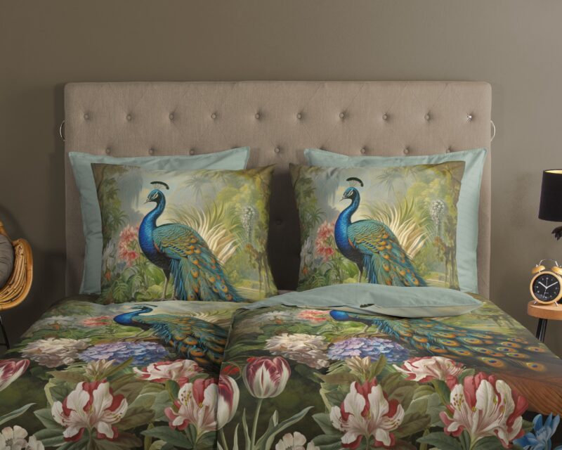100% katoen dekbedset bloemen en pauw van Good Morning in 135 x 200 cm