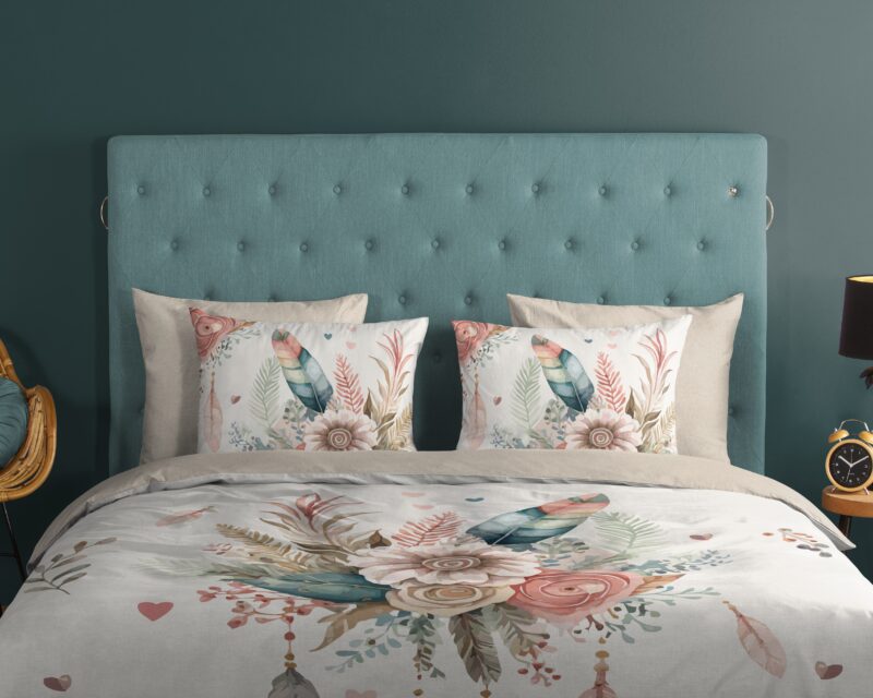 100% katoen dekbedset bloemen en veren van Good Morning in 140 x 200/220 cm