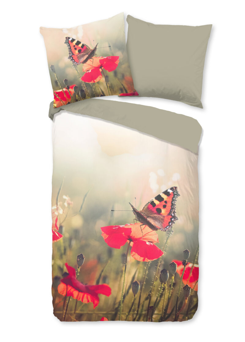 Good Morning dekbedovertrek bloemen en vlinders - Multicolor - 135 x 200 cm - 100% katoen