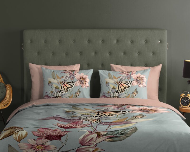 100% katoen dekbedset bloemen en vlinders van Good Morning in 200 x 200/220 cm