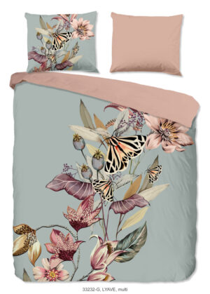 Good Morning dekbedovertrek bloemen en vlinders - Multicolor - 200 x 200/220 cm - 100% katoen