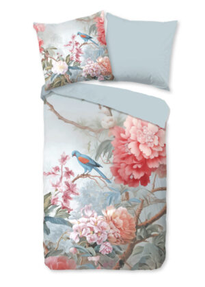 Good Morning dekbedovertrek bloemen en vogels - Multicolor - 135 x 200 cm - 100% katoen