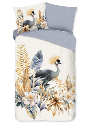 Good Morning dekbedovertrek bloemen en vogels - Multicolor - 140 x 200/220 cm - 100% katoen