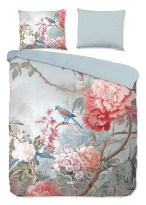 Good Morning dekbedovertrek bloemen en vogels - Multicolor - 200 x 200/220 cm - 100% katoen