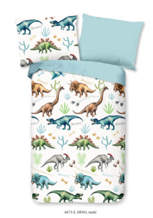 Good Morning dekbedovertrek dino's - Multicolor - 140 x 200 cm - 100% katoen/flanel