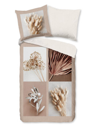 Good Morning dekbedovertrek droog bloemen - Zand - 200 x 200 cm - 100% katoen