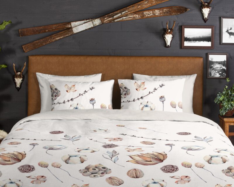100% katoen/flanel dekbedset droog bloemen van Good Morning in 200 x 200/220 cm