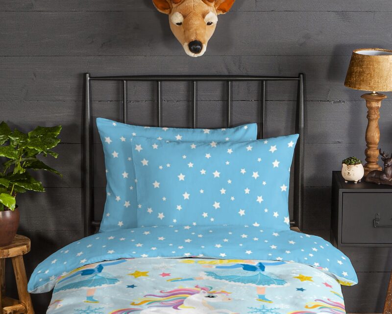 100% katoen/flanel dekbedset eenhoorns en prinsessen van Good Morning in 140 x 200 cm
