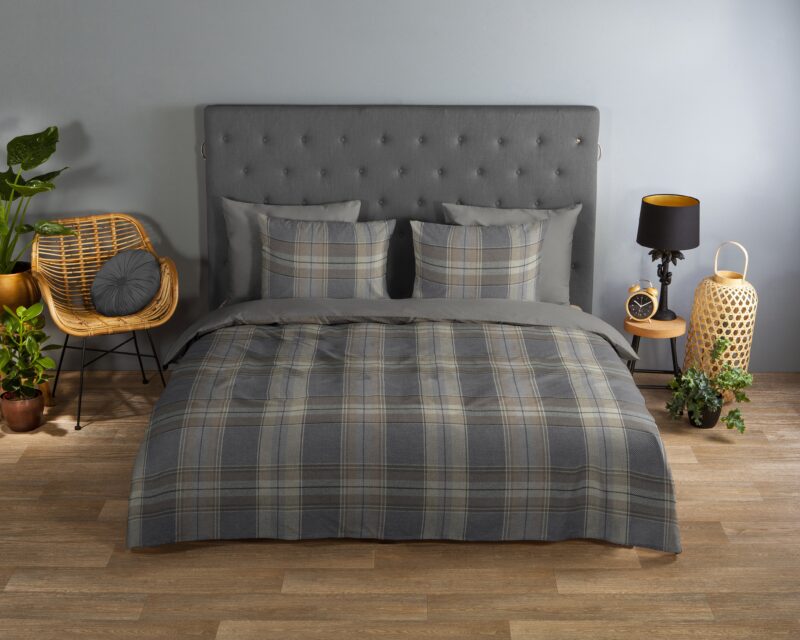 Geruite overtrek van Good Morning, 140 x 200 cm, kussensloop 70 x 90 cm - kussensloop 70 x 90 cm