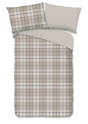 Good Morning dekbedovertrek geruite - Zand - 140 x 200 cm - 100% katoen/flanel