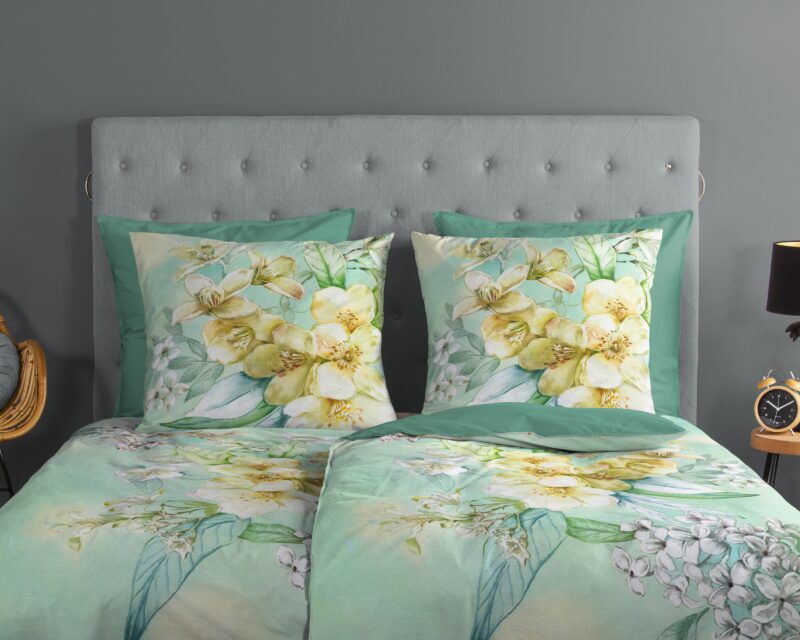 100% katoen dekbedset getekende bloemen van Good Morning in 135 x 200 cm - kussensloop 80 x 80 cm
