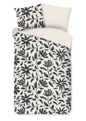 Good Morning dekbedovertrek getekende bloemen - Wit - 140 x 200/220 cm - 100% katoen