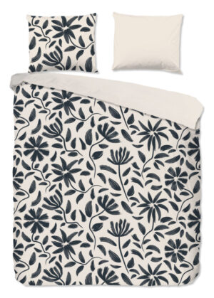 Good Morning dekbedovertrek getekende bloemen - Wit - 200 x 200/220 cm - 100% katoen