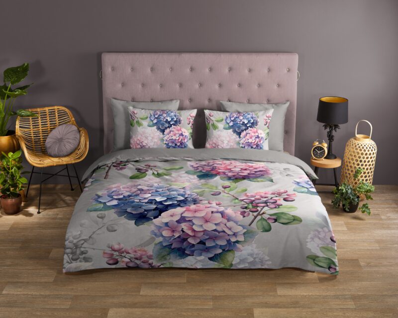 Hortensia bloemen overtrek van Good Morning, 140 x 200/220 cm, kussensloop 60 x 70 cm