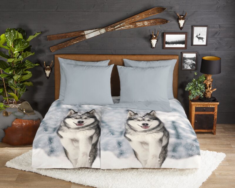 Husky hond overtrek van Good Morning, 140 x 200 cm, kussensloop 70 x 90 cm