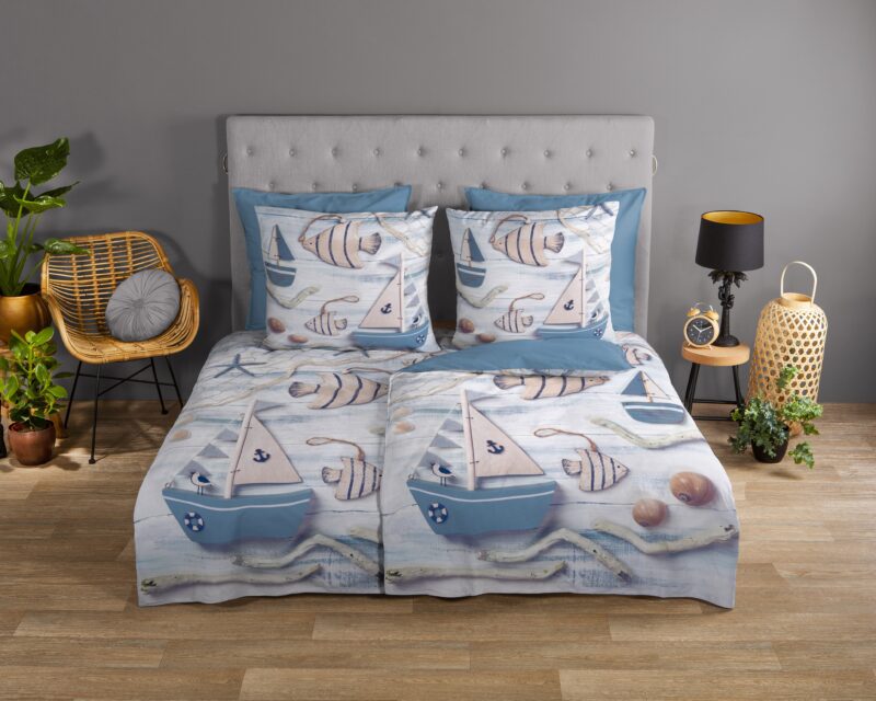 Maritiem overtrek van Good Morning, 135 x 200 cm, kussensloop 80 x 80 cm - kussensloop 80 x 80 cm