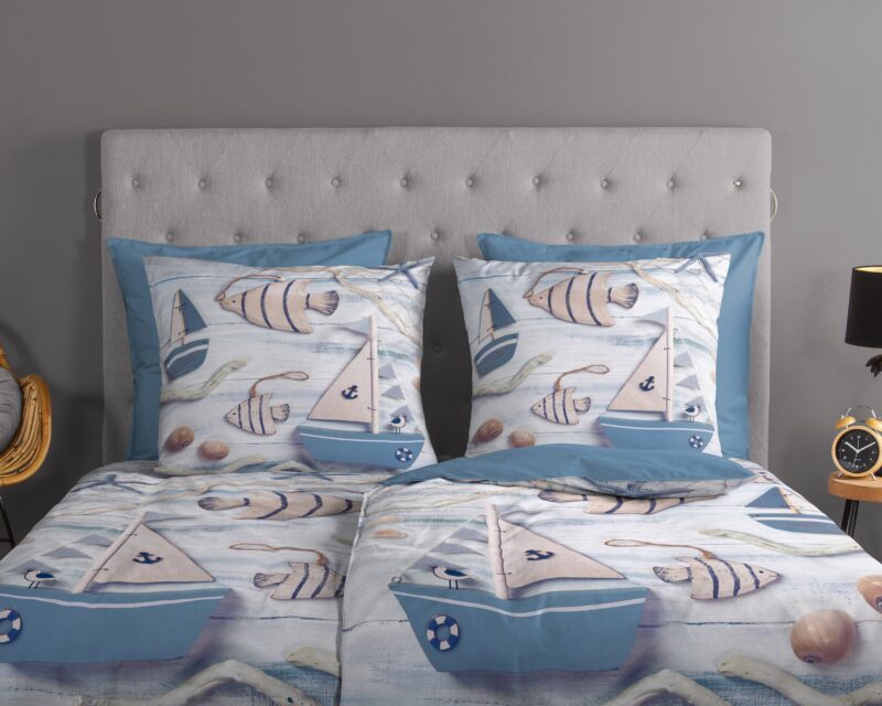 100% katoen dekbedset maritiem van Good Morning in 135 x 200 cm - kussensloop 80 x 80 cm