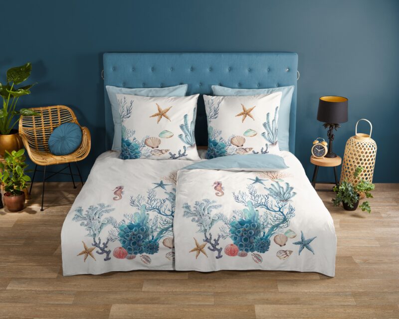 Maritiem overtrek van Good Morning, 200 x 200 cm, kussensloop 80 x 80 cm