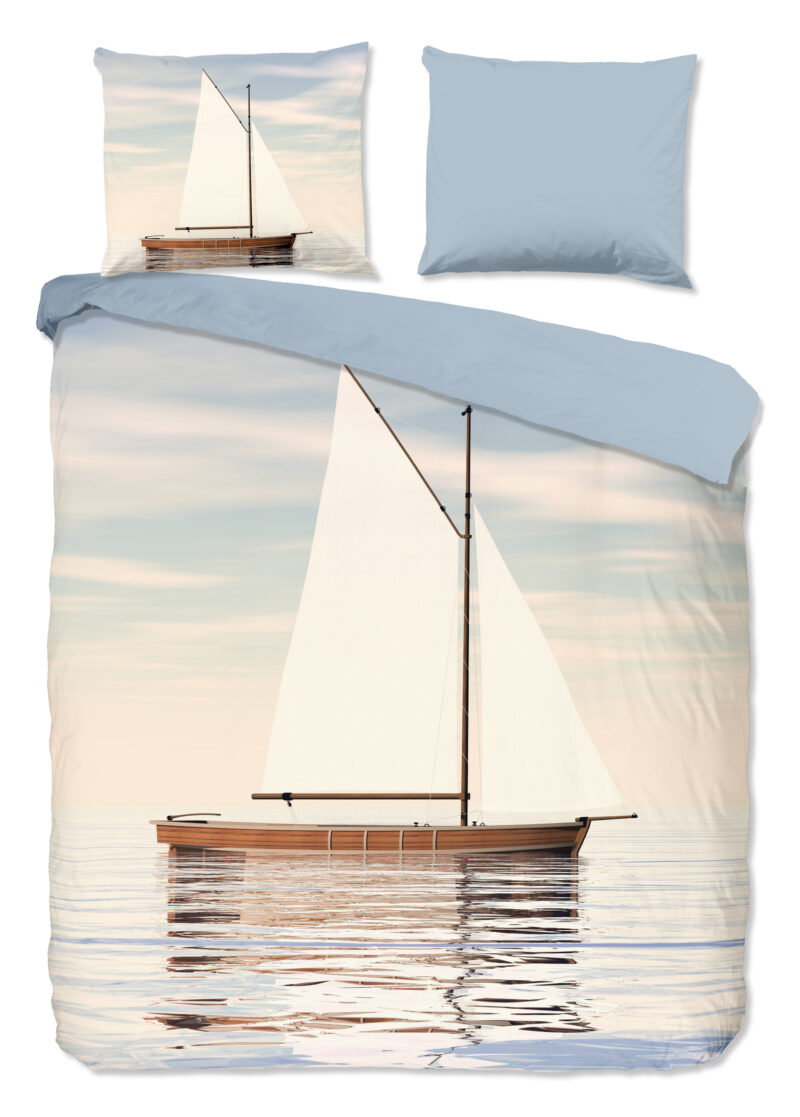 Good Morning Dekbedovertrek "maritiem/ zeilboot" - Blauw - (240x200/220 cm) - Katoen