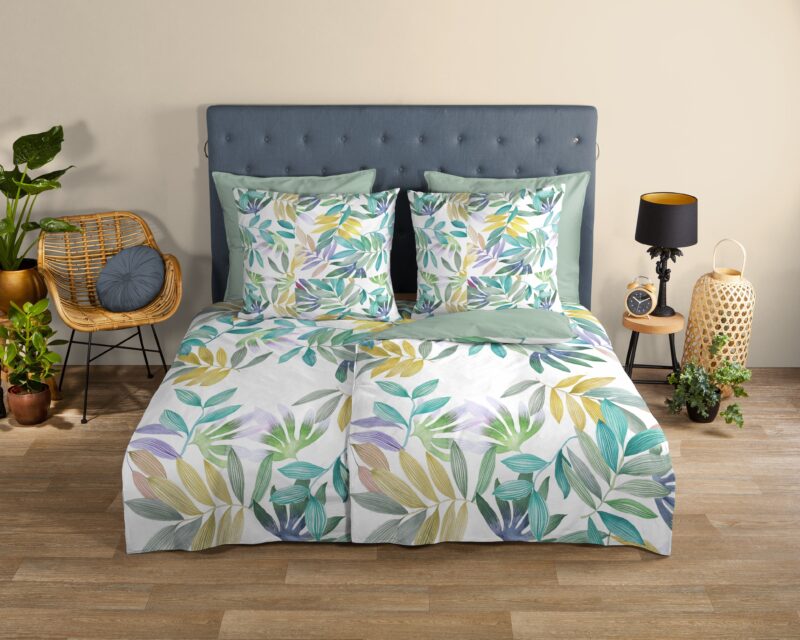 Palmbladeren overtrek van Good Morning, 135 x 200 cm, kussensloop 80 x 80 cm